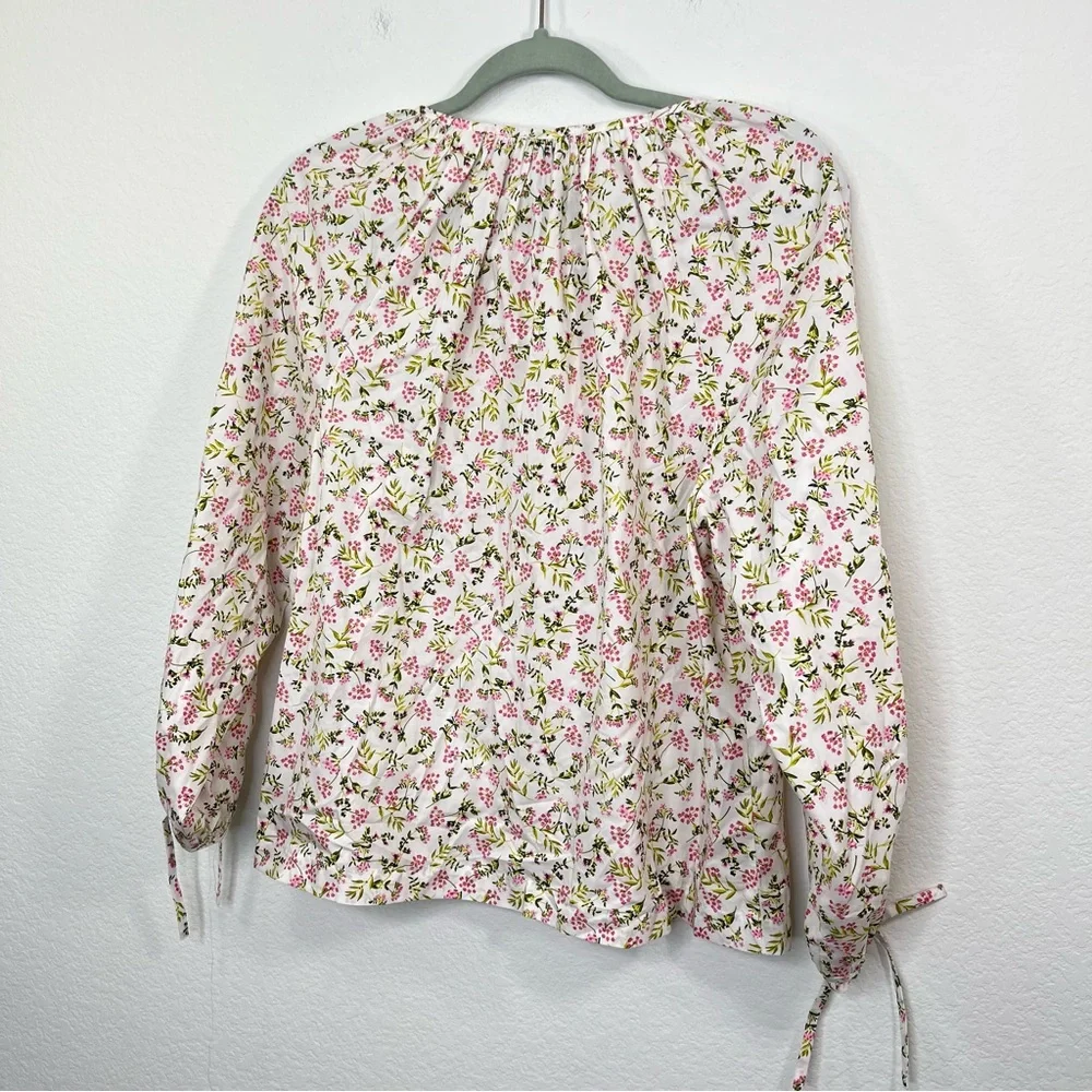 J.Crew NWOT Tie-sleeve button-front cotton poplin top meadow floral‎ size Medium